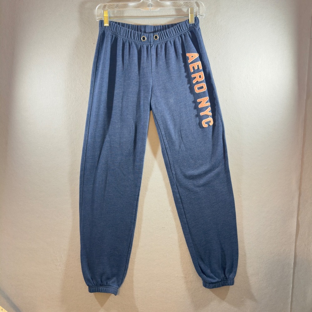 600 | Aeropostale Spellout Jogger Sweatpants Blue Womens Small Soft Lounge NYC